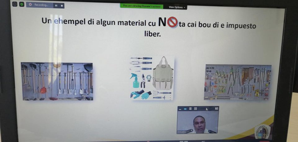 Webinarnan organisa door di IDEA pa e sector primario cu colaboracion di Departamento di Aduana, Departamento di Impuesto y Santa Rosa