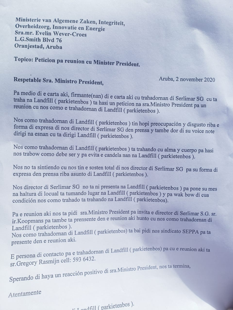Empleadonan Di Dip,Dow Y Serlimar Ta Denuncia E Preshon Y Maltrato Di Ex Minister Mlt 160 8Ae20D03 76De 4324 A8Ac 57703Bc428D9 1