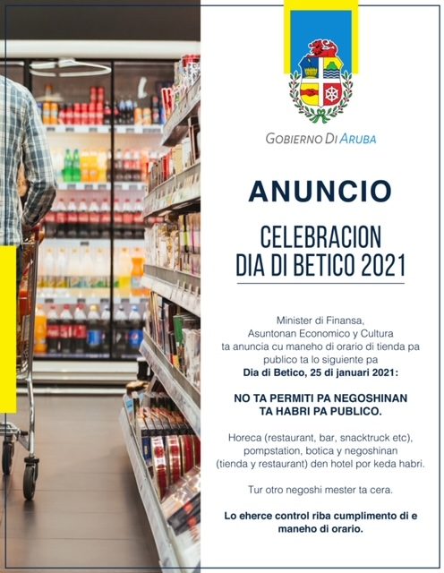 Minister Xiomara Maduro Ta Anuncia Maneho Di Orario Di Tienda Pa Publico Pa Dia Di Betico 160 Anuncio 1 Dia Di Betico 2021