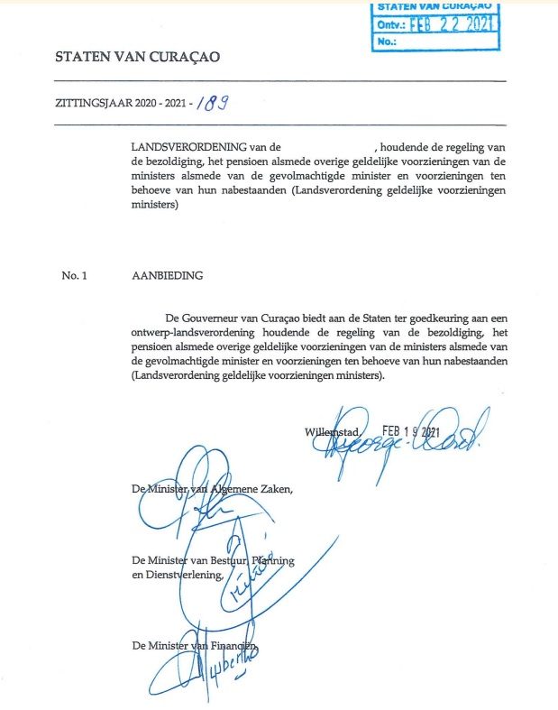 Konsepto Base Hurídiko Pa Salario Di Parlamentario I Minister Pa Aprobashon Den Parlamento 160 1 2