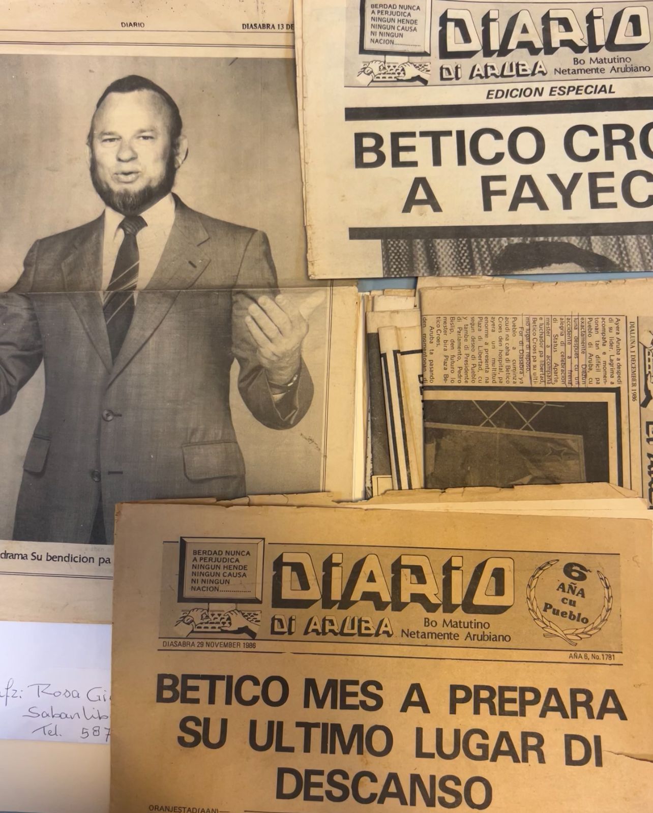 Minister Xiomara Maduro Ta Informa: Archivo Nacional Aruba A Ricibi Material Historico Di Varios Famia Durante Nan Open Dag, Diasabra Ultimo 167 Opendag Ana 3C 006