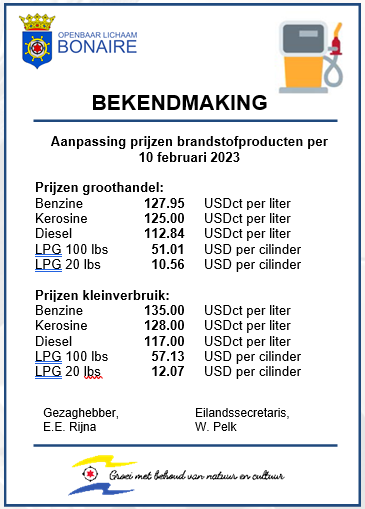 Aanpassing Brandstofprijzen Met Ingang Van 10 Februari 2023 162 Brandstofprijzen 10.02.2023 Nl
