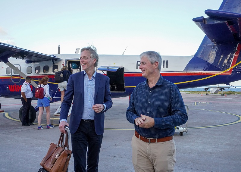 Minister Dijkgraaf Arrives On Saba 160 Minister Dijkgraaf With Island Governor Johnson Arrival.01