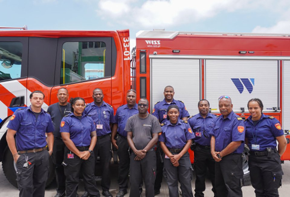 New Fire Truck With Fire Fighters