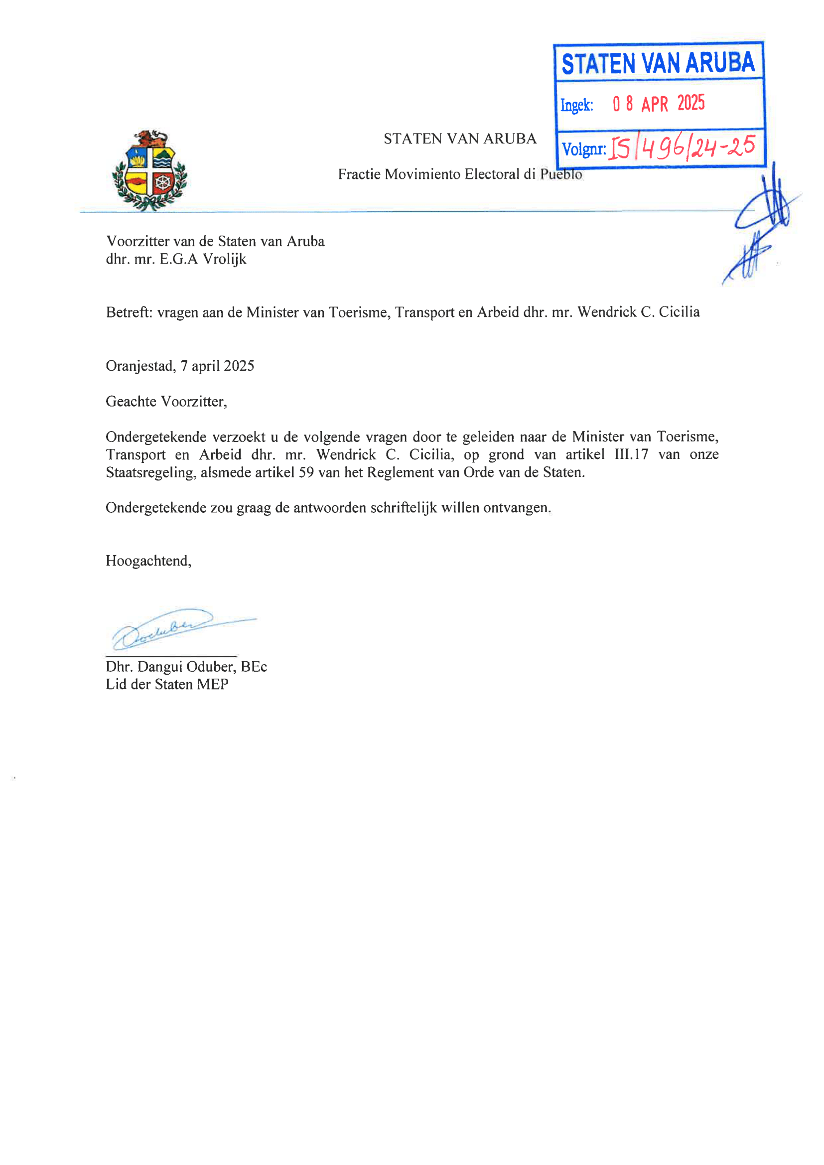 12 Tal Vragen Stnld Dhr. Dangui Oduber 1