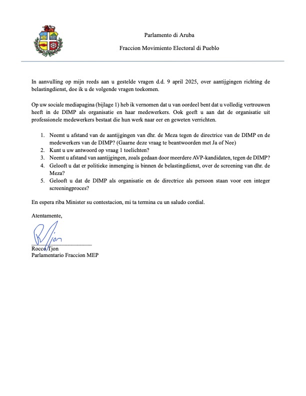 Pregunta Rocco Tjon Minister Wever Acusacionnan Dimp Part 2