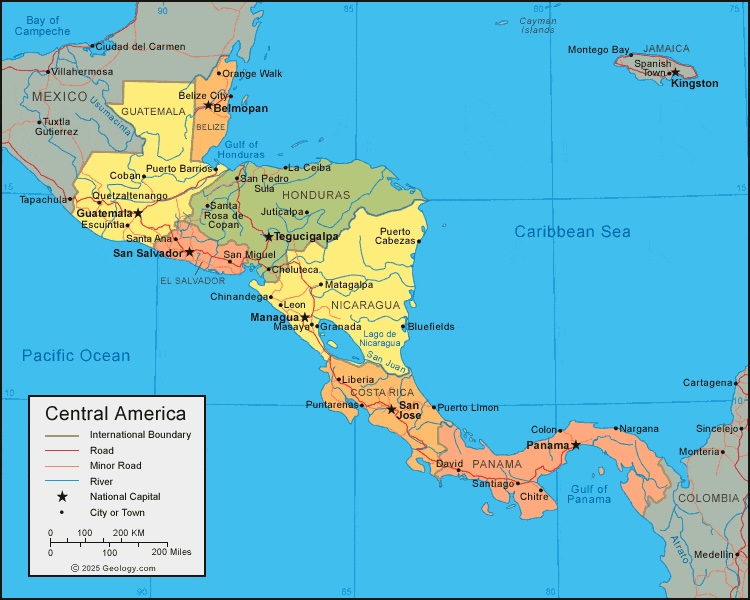 Reunion Cu Colombia Tocante Piscadornan Perdi: Buskeda Ta Amplia Den Direccion Di Nicaragua Y Costa Rica 160 Central America Map