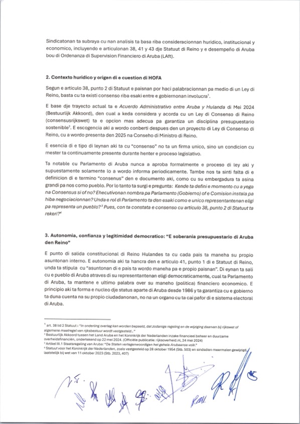 De Hofa-Wet Is Een Klap Voor Aruba Status Aparte En Democratie 182 Pag 3 Posicion Sindicatonan