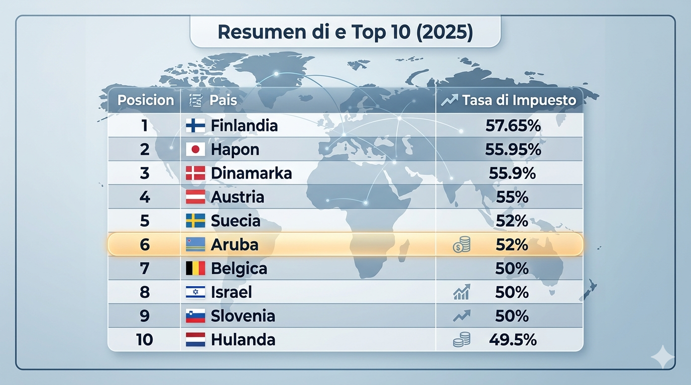 Aruba Ranked 6th and Netherlands 10th in Global Top 10 of Highest Taxes for 2025