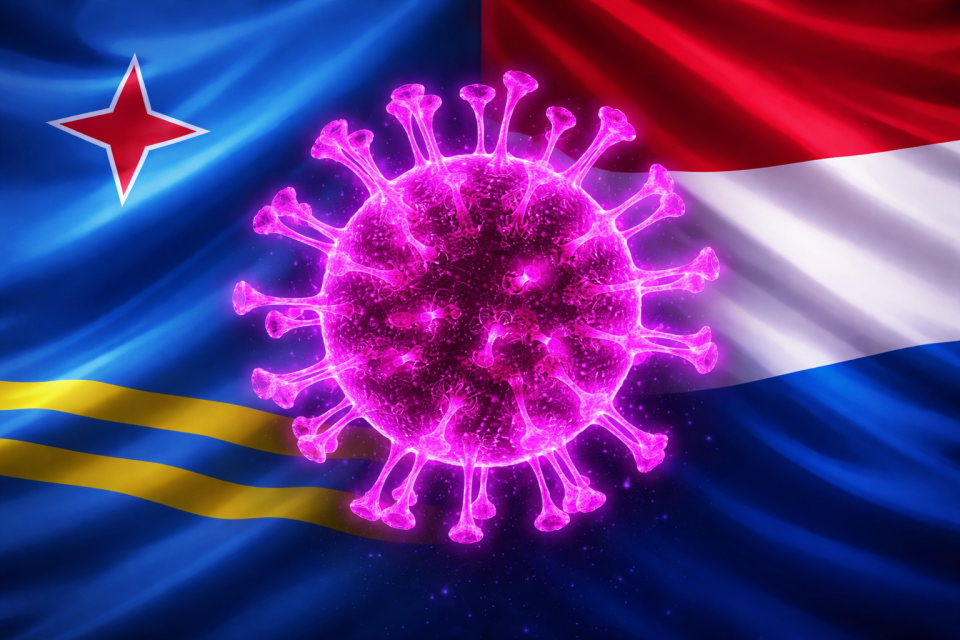 Covid 19 Virus With Aruba And Netherlands Flags