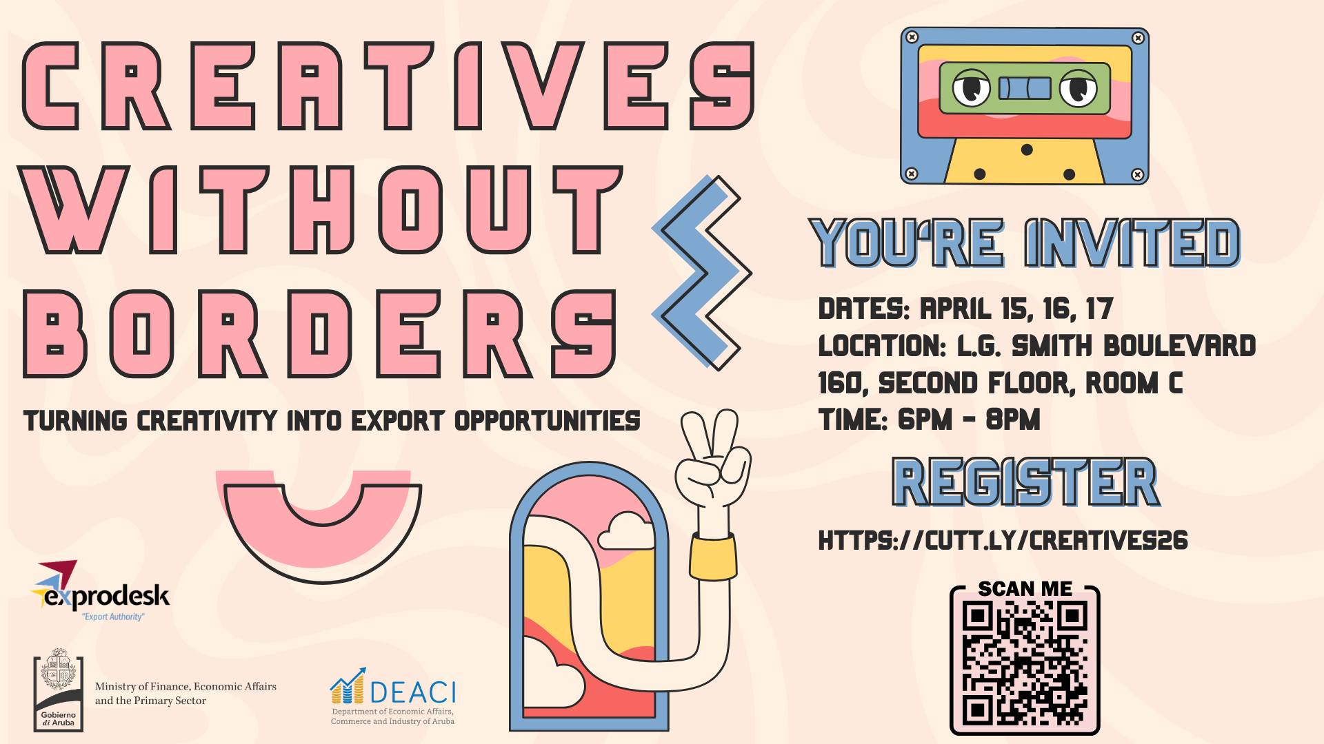 Minister Geoffrey Wever invites those active in the creative sector and those interested in starting to apply for the DEZHI and ExproDesk workshop “Creatives Without Borders”