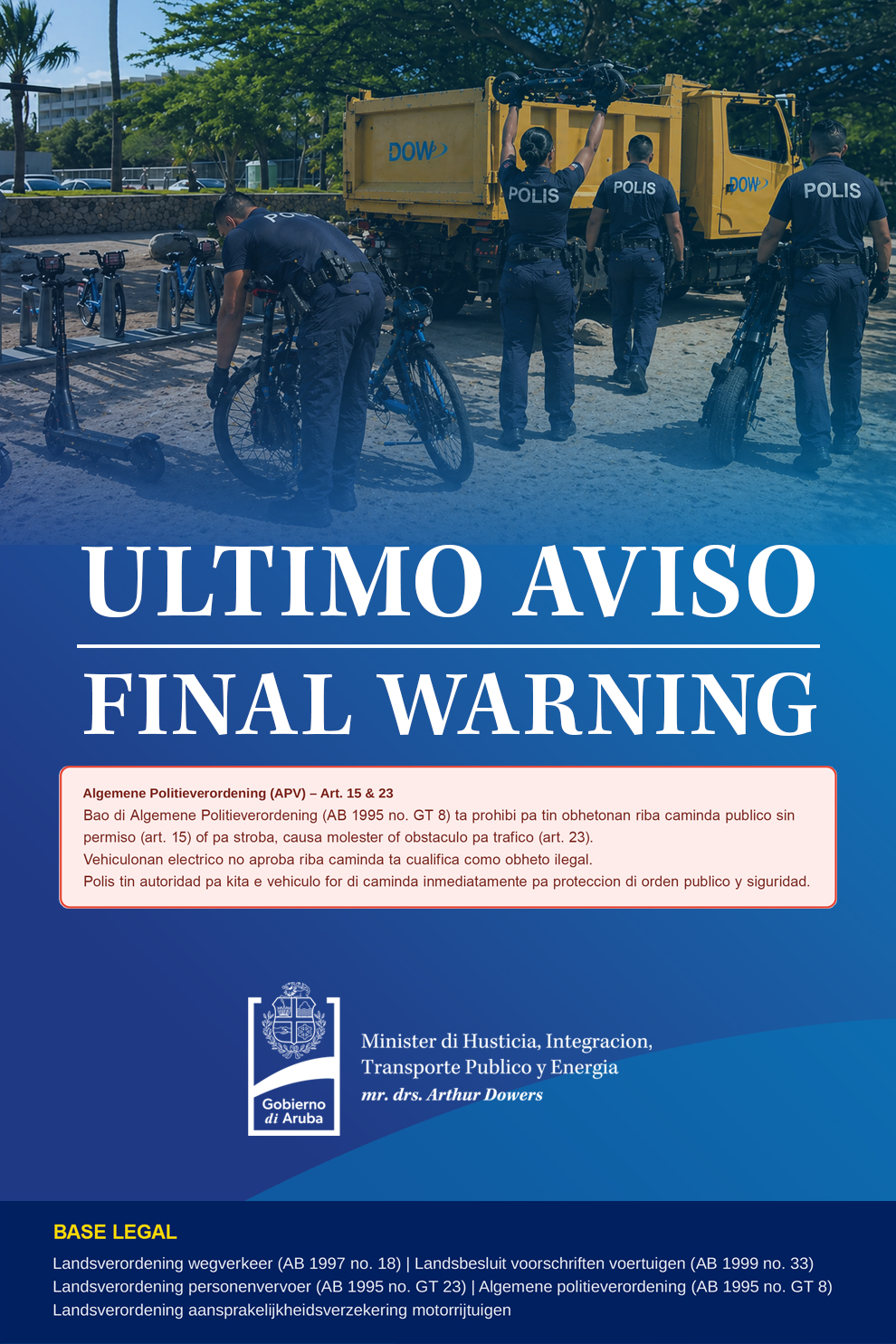 Final notice: minister dowers takes action against illegal use of e-steps, e-bikes, and e-scooters on public roads