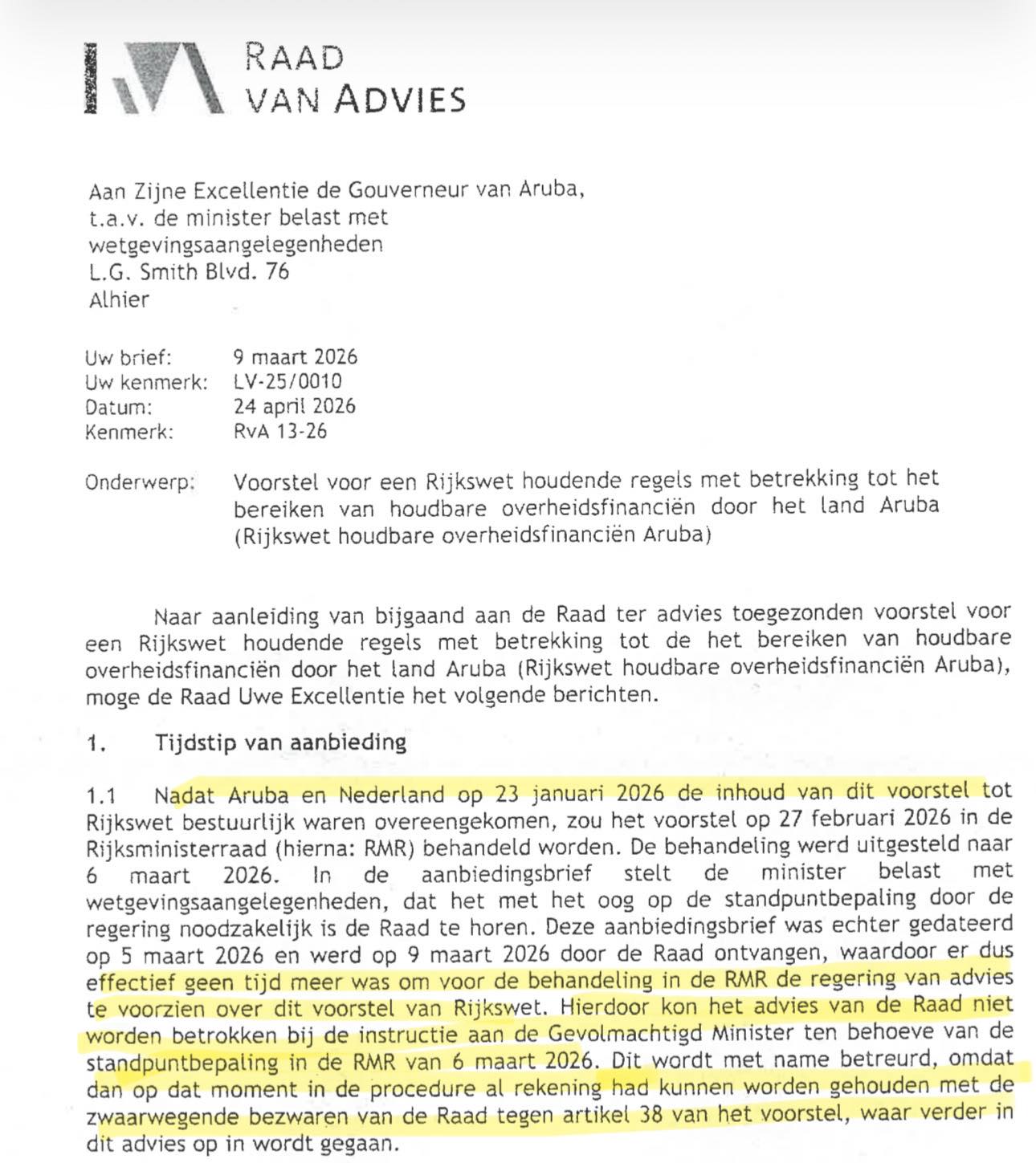 Avp-Futuro: Working For Or Against The People? Advisory Council Issues Harsh Criticism Of 'Hofa' Kingdom Law: &Quot;Article 38 Violates The Constitution&Quot; 164 Raad Van Advies Hofa