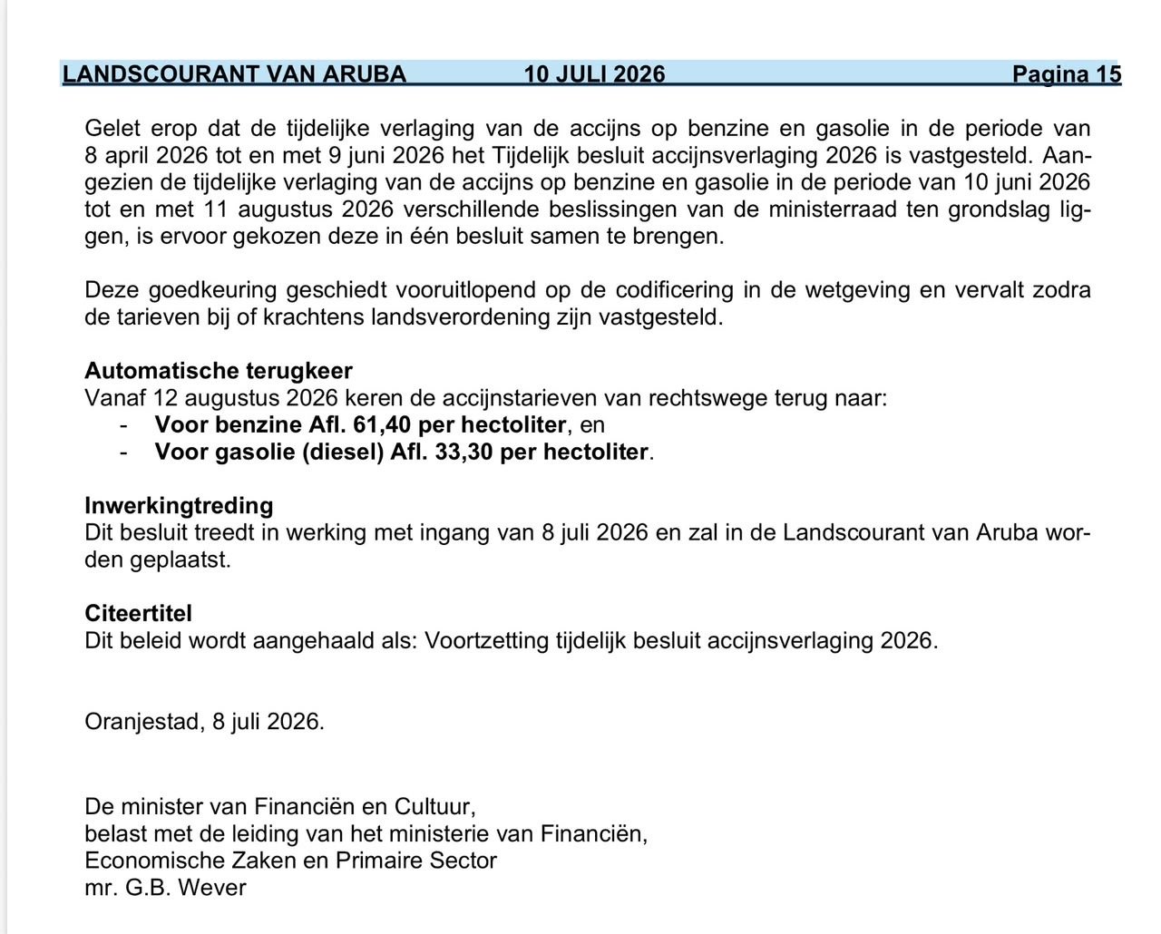 Minister Wever Mester Duna Claridad Riba E Base Legal Di E Aumento 1