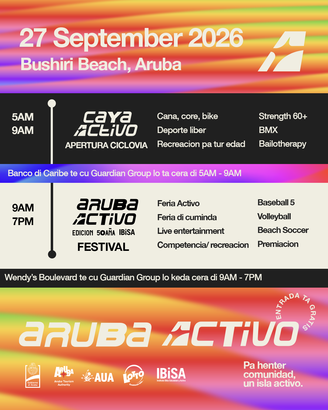 Special 50Th Anniversary Edition Of Aruba Activo By Ibisa Promises An Unforgettable Day Full Of Activities And Sports 160 Poster Aruba Activo 2026 1