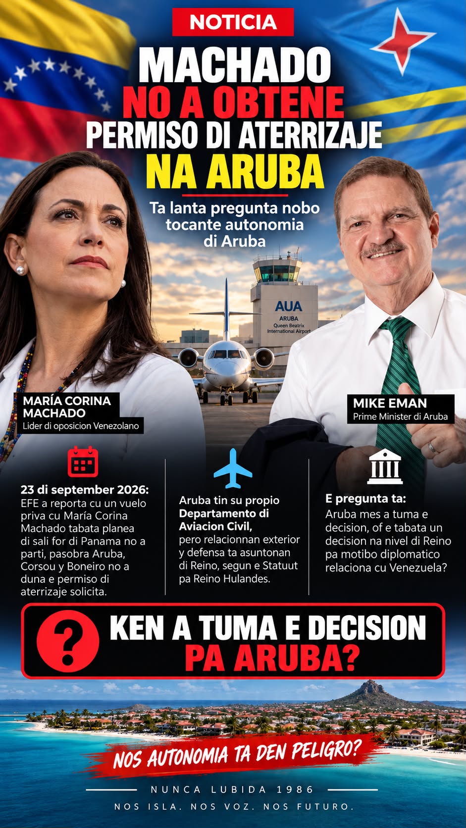 La Negativa De Aterrizaje A Machado Plantea Nuevas Preguntas Sobre La Autonomía De Aruba 164 Aterisahe Di Machado